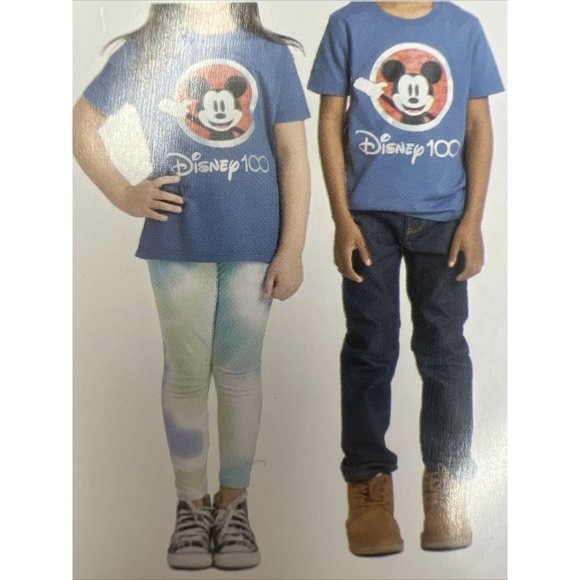 NEW Disney 100 Kids Mickey Mouse T-Shirt Size 5/6 Boys Girls Blue Tee - Picture 1 of 4